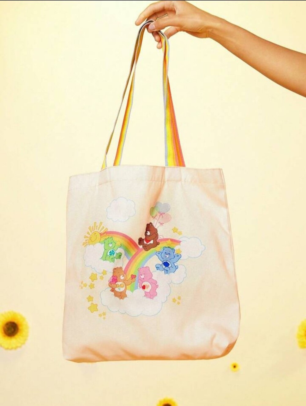 Care Bears White Tote Bag with Whimsical Design
